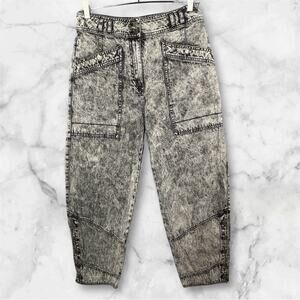 Ulla Johnson Jeans Women's Size 8 Acid Wash Utility Cargo Barrel Leg Snap Hem